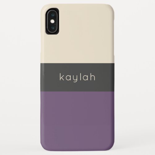 Trendy Grape Color Block Pattern with Name iPhone XS Max Case