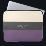 Trendy Grape Color Block Pattern with Name Laptop Sleeve<br><div class="desc">This trendy color block pattern has a tri-color combination of grape (purple), dark gray and sandy beige. A text template is included for personalizing the design with your name, monogram initials or other desired text. This simple minimalist design is available in a variety of color combinations. Get this designer look...</div>