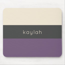 Trendy Grape Color Block Pattern with Name Mouse Pad