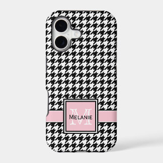 Trendy Graphic Houndstooth with Custom Monogram iPhone 17 Case