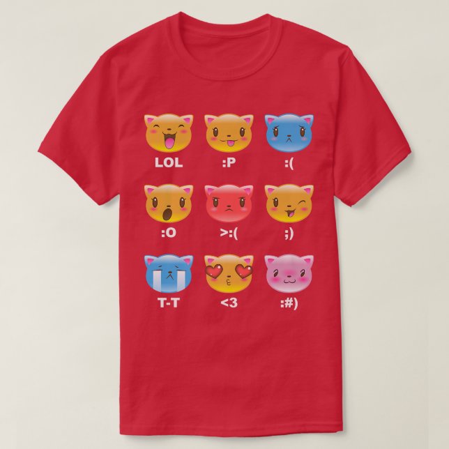 Trendy Graphic Kitten Emotion Emojis  T-Shirt (Design Front)