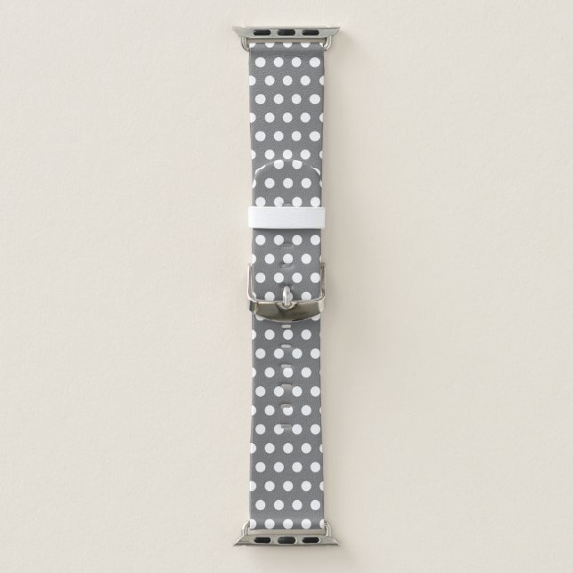 Trendy gray and White polka dots pattern Apple Watch Band (Band)