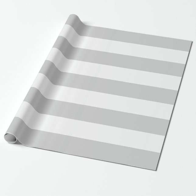 Trendy Gray and White Stripes Wrapping Paper (Unrolled)
