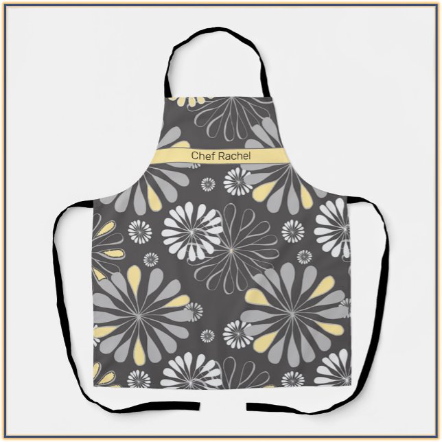 Trendy Gray and Yellow Floral Apron (Creator Uploaded)