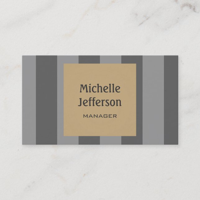 Trendy Gray Beige Pattern Manager Business Card (Front)