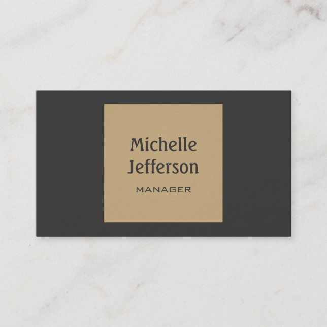Trendy Gray Beige Stripe Manager Business Card (Front)