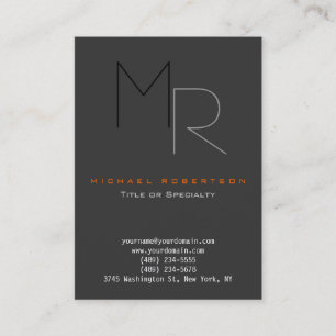 Trendy Gray Black Monogram Plain Business Card