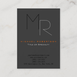 Trendy Gray Black Monogram Plain Business Card