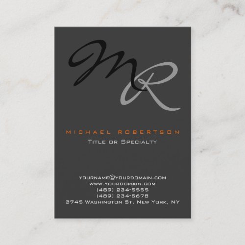 Trendy Gray Black Monogram Plain Business Card