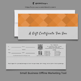 Trendy Gray Black Orange Script Gift Certificate
