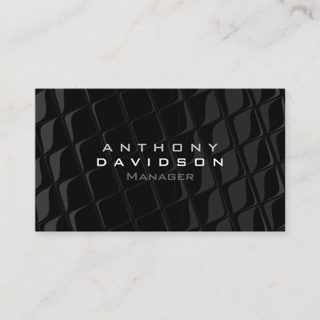 Trendy Gray Black Pattern Monogram Business Card (Front)