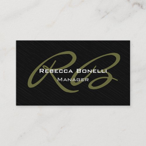 Trendy Gray Black Pattern Monogram Business Card