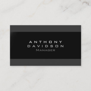 Trendy Gray Black Stripe Monogram Business Card