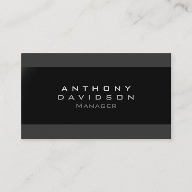 Trendy Gray Black Stripe Monogram Business Card (Front)