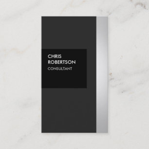 Trendy Gray Black Striped Creative Business Card