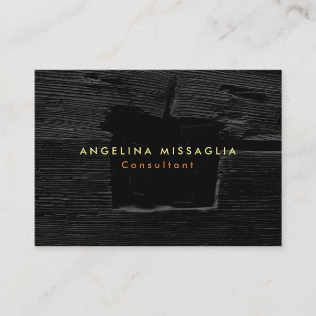 Trendy Gray Black Wood Texture Plain Modern Style Business Card (Front)