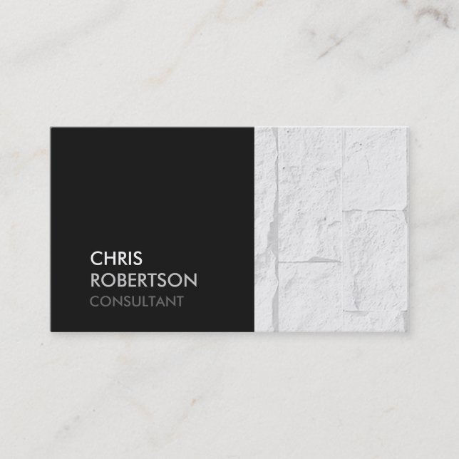 Trendy Gray Brick Wall Attractive Business Card (Front)