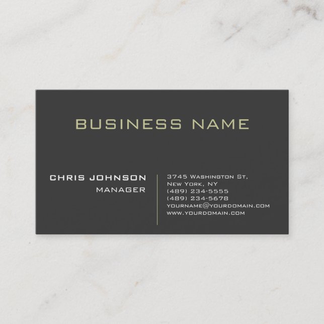 Trendy Gray Charming Manager Business Card (Front)