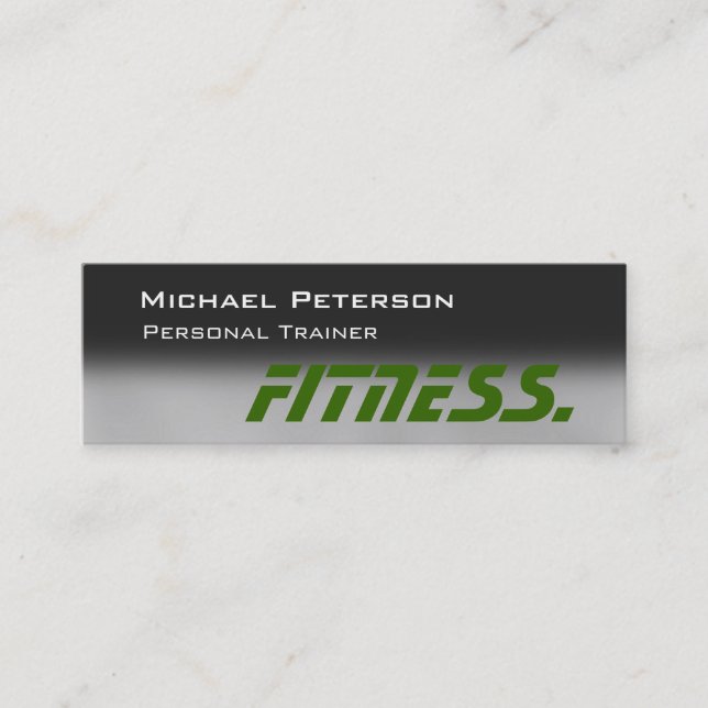 Trendy Gray Green Trainer Skinny Business Card (Front)