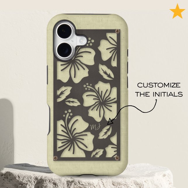 Trendy Gray Metallic Floral Linen Custom Monogram Case-Mate iPhone Case (Creator Uploaded)