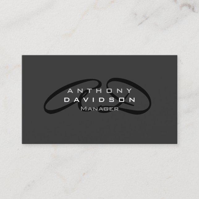 Trendy gray monogram modern business card (Front)