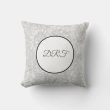 Trendy Gray Painted Flowers with Monogram