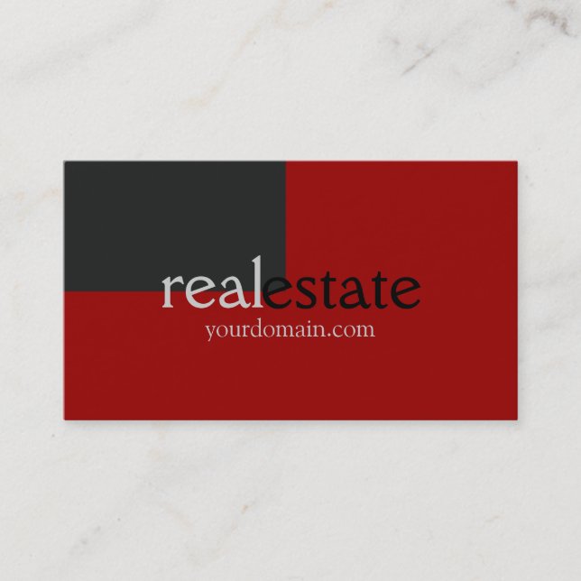 Trendy Gray Red Real Estate Agent Business Card (Front)