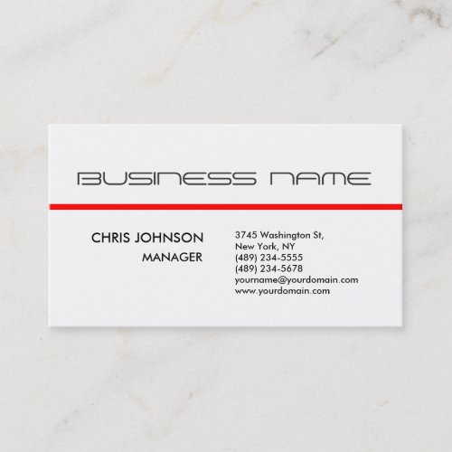 Trendy Gray Red White Plain Standard Business Card