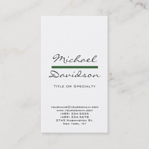 Trendy Gray Script White Green Business Card