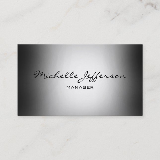 Trendy Gray Shades Handwrite Script Business Card (Front)