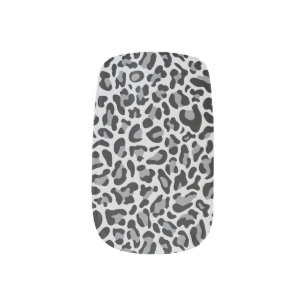 Trendy Gray Snow Leopard Print Minx Nail Art