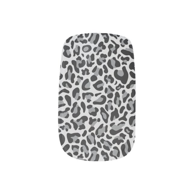 Trendy Gray Snow Leopard Print Minx Nail Art (Left Thumb)