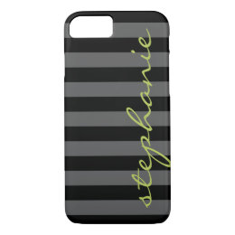 Trendy Gray Striped Pattern with Custom name iPhone 8/7 Case
