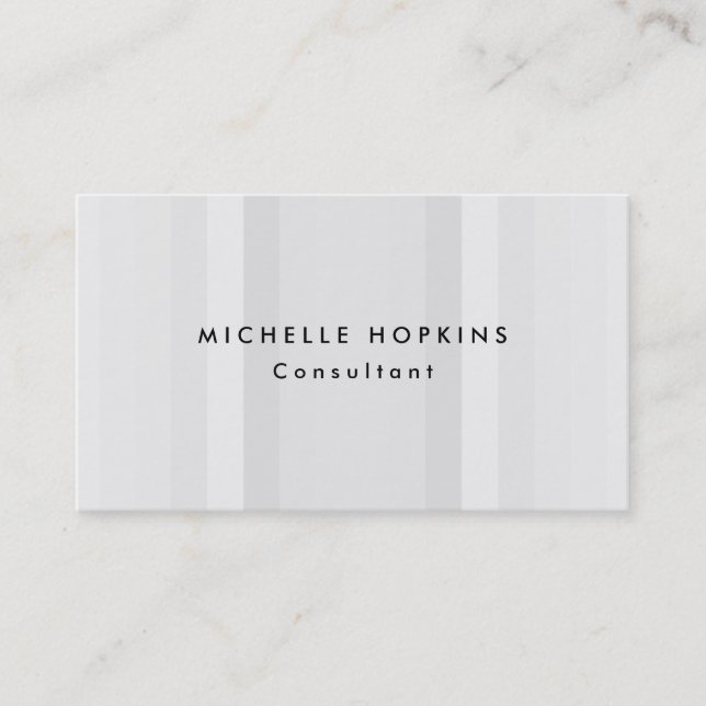 Trendy Gray Striped Professional Minimalist Business Card (Front)
