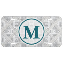 Trendy Gray & Teal Geometric Monogram Initial