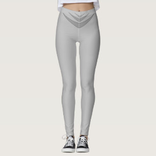 Trendy Gray Triple Boomerang on Silver Leggings