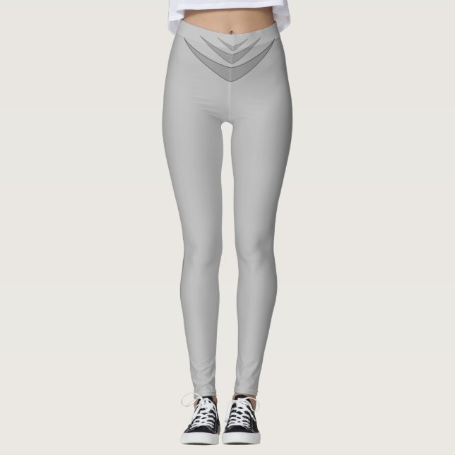 Trendy Gray Triple Boomerang on Silver Leggings (Front)