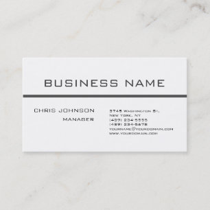 Trendy Gray White Plain Clean Business Card