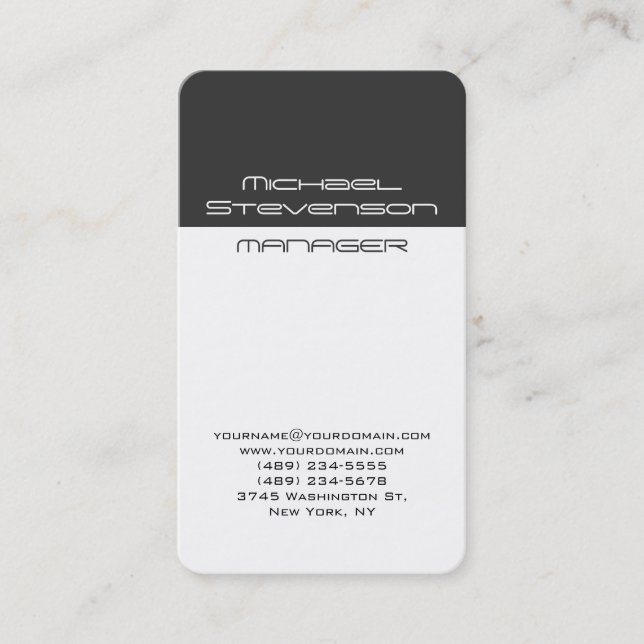 Trendy Gray White Rounded Corner Business Card (Front)