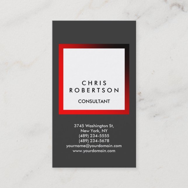 Trendy Gray White Stripe Consultant Business Card (Front)