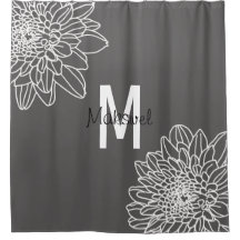 Trendy Gray With White Flowers With Name