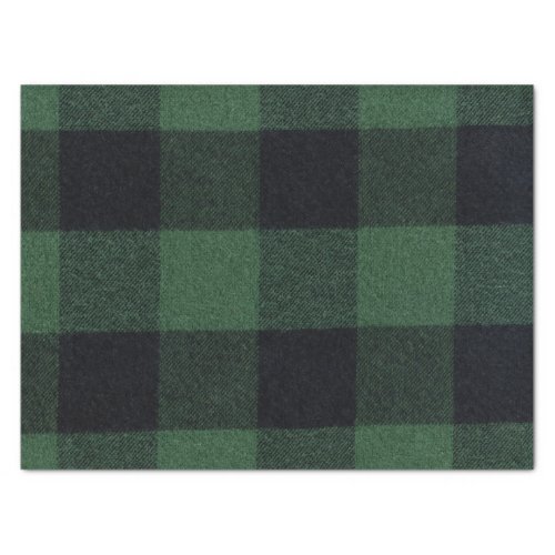 Trendy Green and Black Buffalo Plaid Cozy Tissue Paper