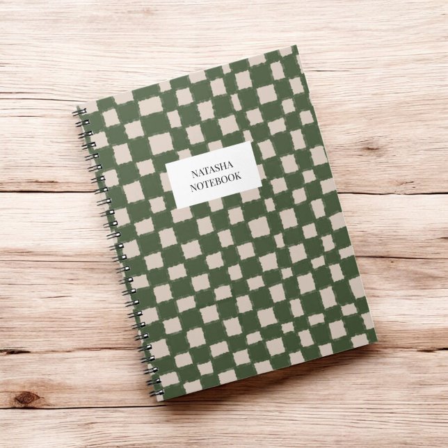 Trendy Green and Grey Checkerboard Pattern  Notebook (Creator Uploaded)
