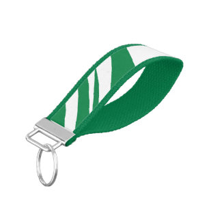 Trendy Green And White Chic Modern Wrist Keychain