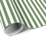 Trendy Green and White Wide Horizontal Stripes Wrapping Paper