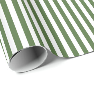 Trendy Green and White Wide Horizontal Stripes Wrapping Paper