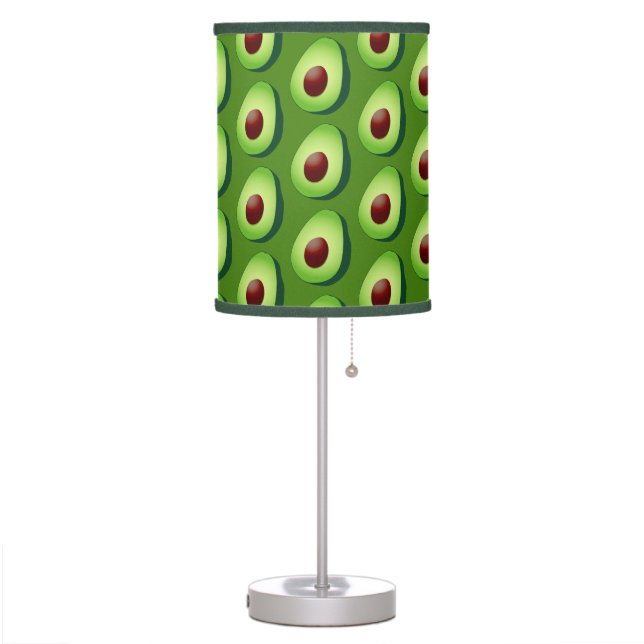 Trendy green avocado fruit pattern table lamp (Left)