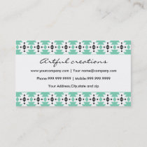 Trendy Green Aztec Pattern Business Card