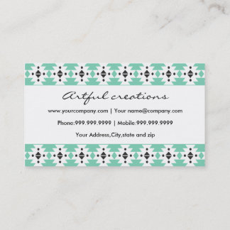 Trendy Green Aztec Pattern Business Card