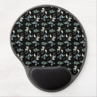 Trendy Green Black Botanical Leaves Gel Mouse Pad